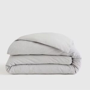 NWOT QUINCE Organic Luxe Honeycomb Duvet Cover King/Cal King Light Grey 3329